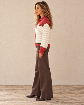Lasso Line Zip Sweater - Chili