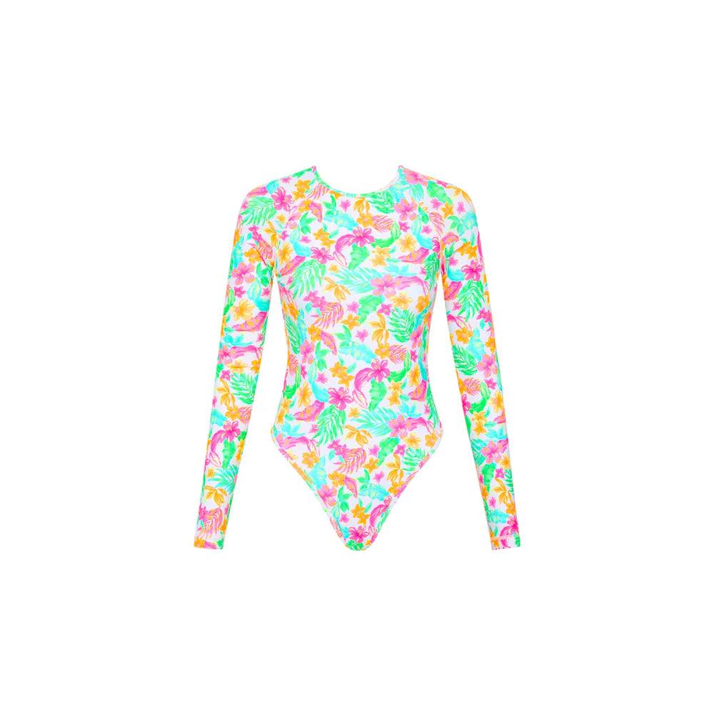 KULANI KINIS Long Sleeve one piece surf swimsuit- Coconut Dreams