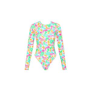 KULANI KINIS Long Sleeve one piece surf swimsuit- Coconut Dreams