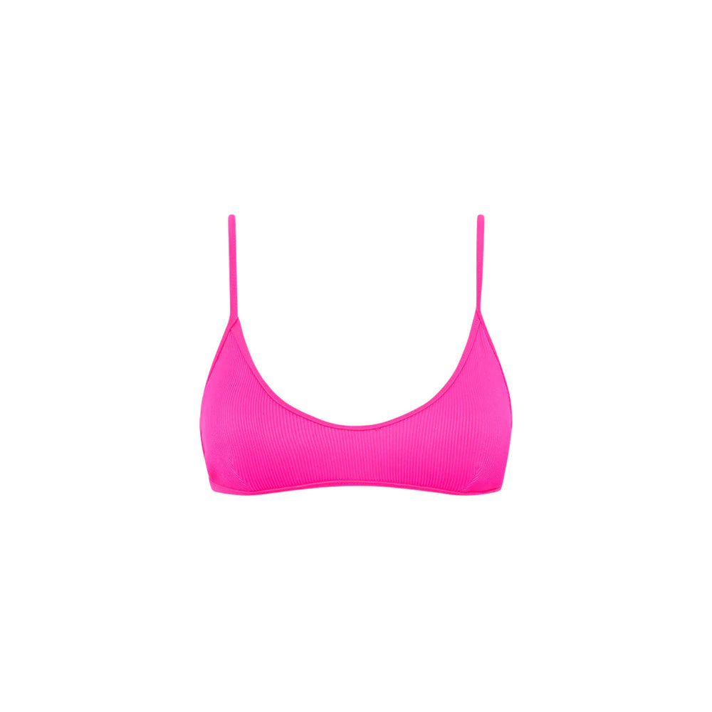 KULANI KINIS Minimal Tie Back bikini top-Flamingo Pink RIb