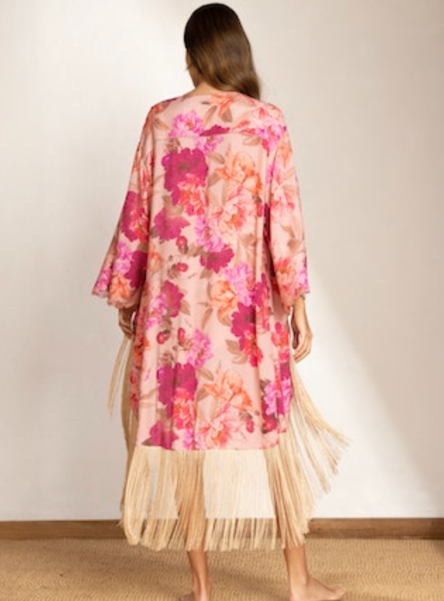 MAAJI Vintage Blossom Cala fringe kimono