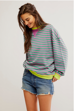 FREE PEOPLE Classic Striped Oversized crewneck top
