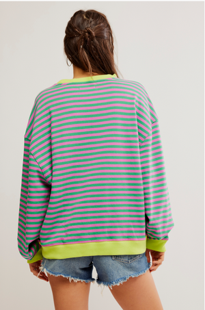 FREE PEOPLE Classic Striped Oversized crewneck top