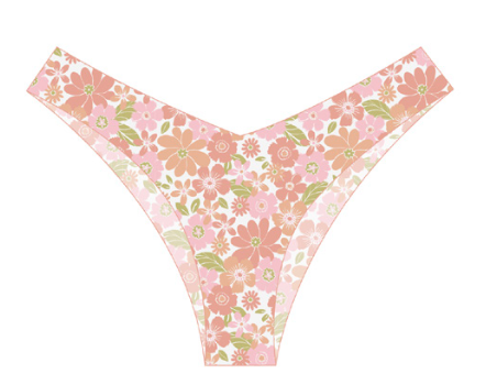 Peachy Flowers Cheeky V bikini bottom