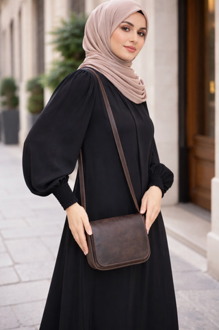 Dark Brown Leather Shoulder Bag