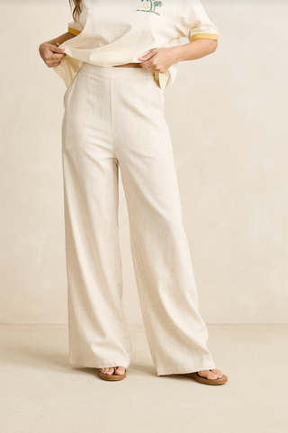 RHTHYM Linen Whip Stitch Wide Leg Pant in Natural