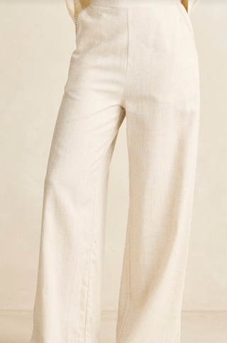 RHTHYM Linen Whip Stitch Wide Leg Pant in Natural