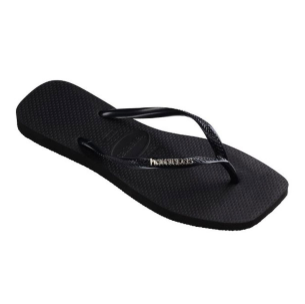 HAVAIANAS Slim Square Logo Metallic Sandal-Black/Silver