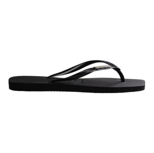 HAVAIANAS Slim Square Logo Metallic Sandal-Black/Silver