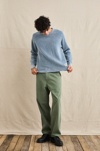 RHYTHM Polu Crew Knit in Washed Blue
