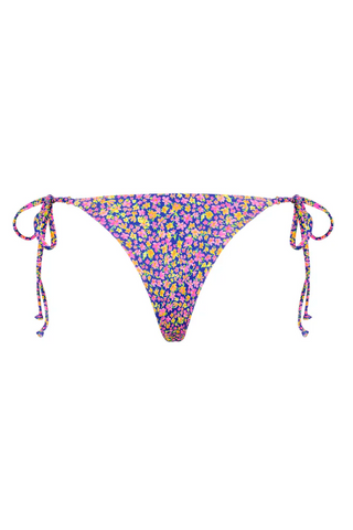 KULANI KINIS Thong Tie Side Bikini Bottom in Rosie Rally