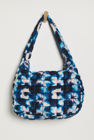 FREE PEOPLE Quilted Carryall Bag in Deep Teal Tie Dye
