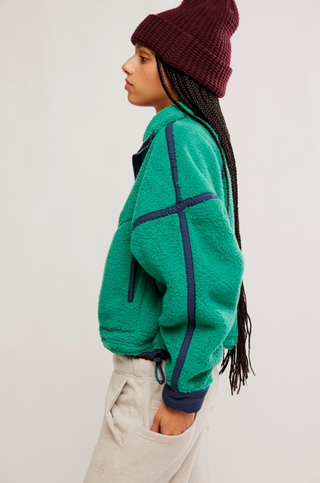 FREE PEOPLE Mountain High 1/2 Zip in Green Glow
