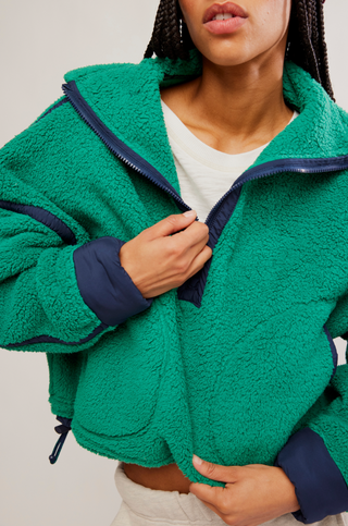 FREE PEOPLE Mountain High 1/2 Zip in Green Glow