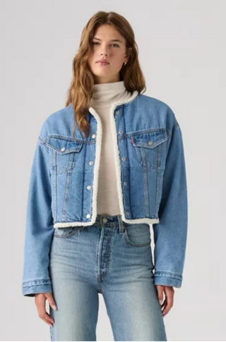 LEVI'S 90s Shrunken Collarless Trucker Jacket - Inner Adventurer Stone