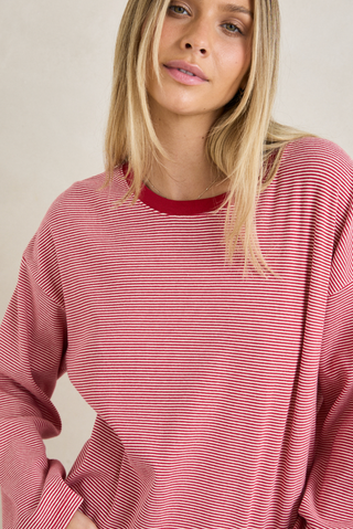 RHYTHM Lexi Stripe Long Sleeve Top in Cherry