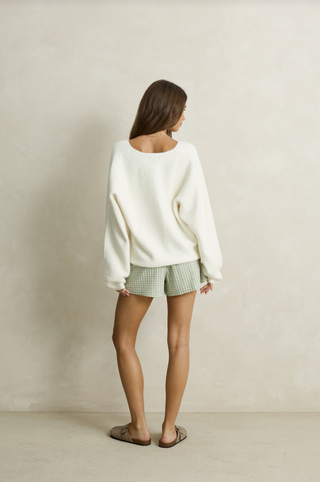 RHYTHM Adele Oversized Long Sleeve Knit Top in Cream