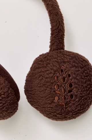 FREE PEOPLE Double Diamond Fleece Ear Warmers in Chocolate