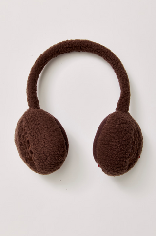 FREE PEOPLE Double Diamond Fleece Ear Warmers in Chocolate