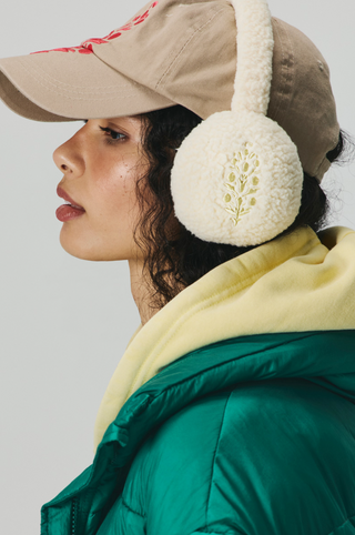 FREE PEOPLE Double Diamond Fleece Ear Warmers - Winter White