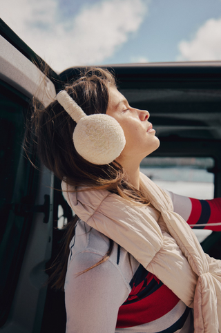 FREE PEOPLE Double Diamond Fleece Ear Warmers - Winter White