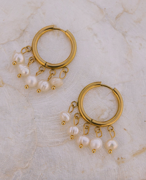 Pearl Drop hoop earrings