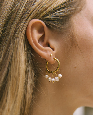 Pearl Drop hoop earrings