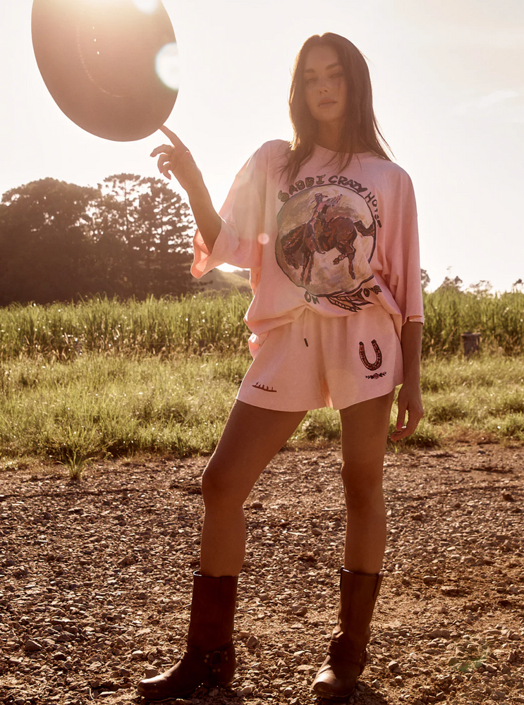 SABBI Crazy Horse oversized tee-Pink