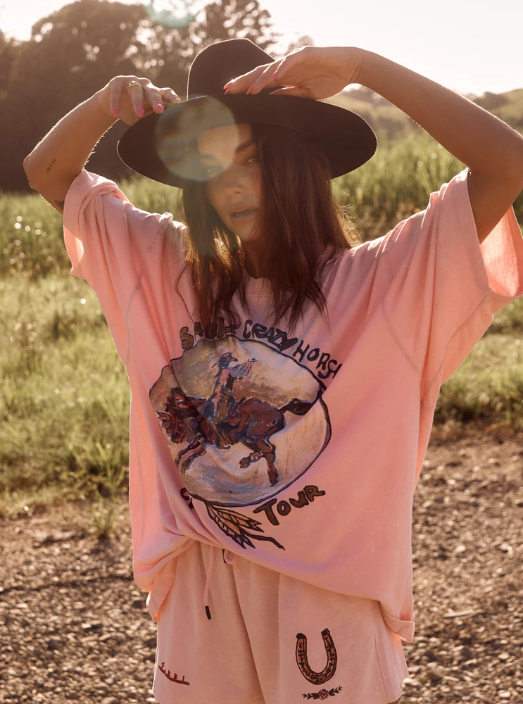 SABBI Crazy Horse oversized tee-Pink