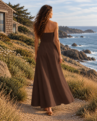 The Coastal Escape Strapless Maxi - Brown