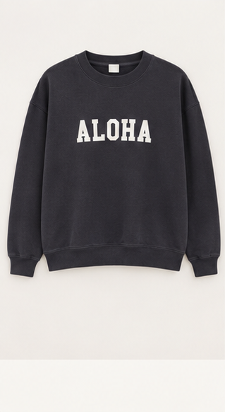 Aloha Sunday Boyfriend Sweatshirt - Black Sand