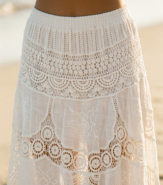 White Lace Maxi Skirt - Salty Babe Skirts
