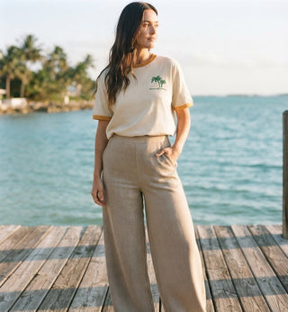 RHTHYM Linen Whip Stitch Wide Leg Pant - Natural