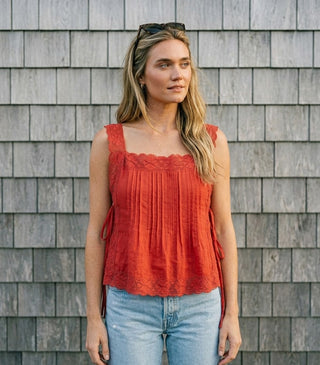 Red Laced Tank Top - Salty Babe Tops