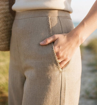 RHTHYM Linen Whip Stitch Wide Leg Pant - Natural