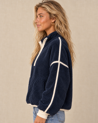 Zip & Chill Fleece Jacket - Navy/Ivory