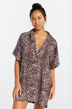 BENOA Aloha shirt dress-Safari