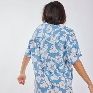 BENOA Aloha Shirt Dress- Blue Hawaii