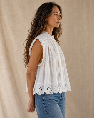 Adva Eyelet Buttondown Top