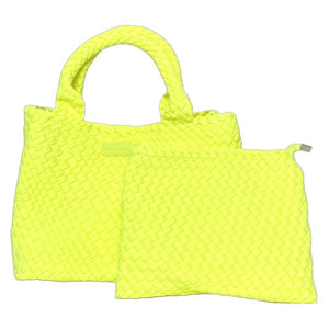 PARKER & HYDE Classic Woven Tote-Neon Yellow