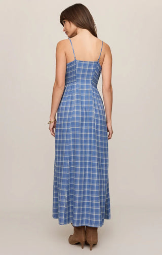 ZSUPPLY Angel Eyes Plaid Midi Dress in Mystic Blue