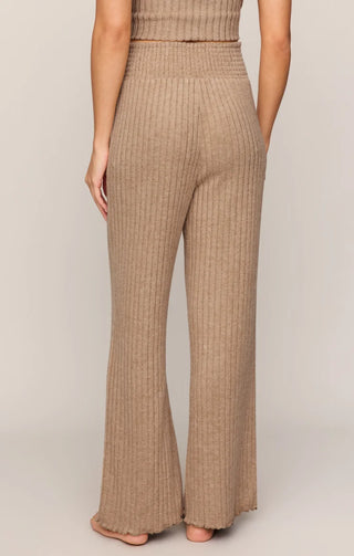 ZSUPPLY Dawn Smocked Rib Pant in Light Toffee