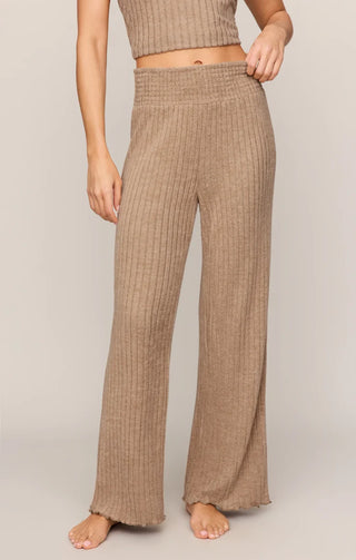 ZSUPPLY Dawn Smocked Rib Pant in Light Toffee
