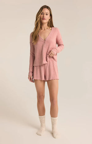 ZSUPPLY Dawn Smocked mini rib short-Rosebud