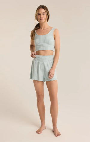 ZSUPPLY Dawn Smocked mini rib short-Snowflake Blue