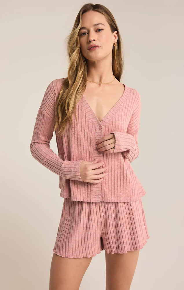 ZSUPPLY Mara long sleeve cardigan lounge top-Rosebud