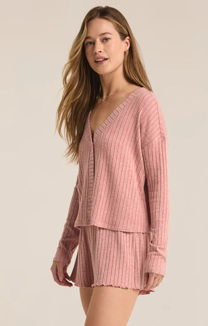 ZSUPPLY Mara long sleeve cardigan lounge top-Rosebud