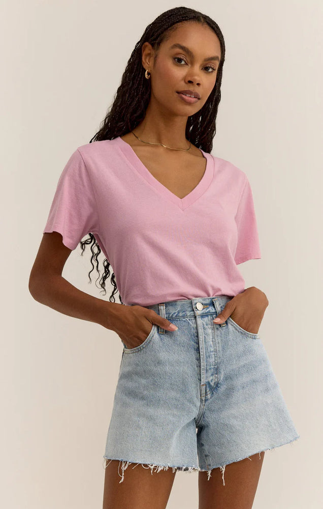 Zsupply Girlfriend V-Neck Tee-Peony