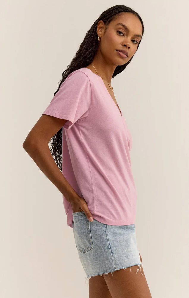 Zsupply Girlfriend V-Neck Tee-Peony