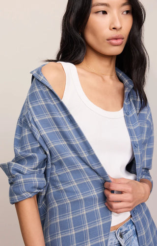 ZSUPPLY River Plaid Button Up in Mystic Blue 